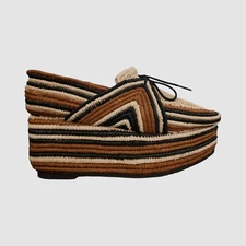 $1290 Gabriela Hearst X Clergerie Women Brown Platform Loafer Flat Shoes Sz 35.5