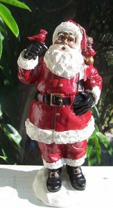 Black Santa With Bird Friends Christmas Decor New 10 5 Tall Afro
