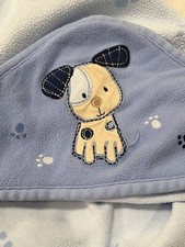 Carter's One Size Blue Puppy Dog Hooded Infant Baby Towel Blanket Paw Prints