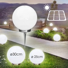 Solar Kugelleuchten Set 25cm & 30cm Veranda Leuchte Garten Edelstahl Aussenlampe
