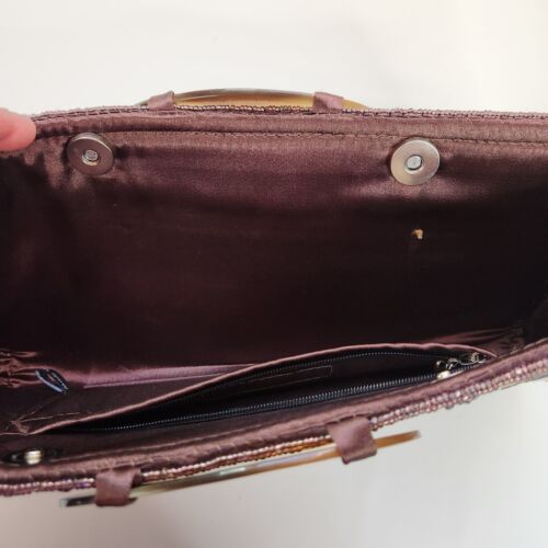Mad Bags Beaded Mother of Pearl & Natural Horn Handles Purse, Bag Clutch - Picture 10 of 14