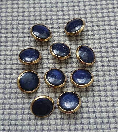 10 x Blue & Gold Tone Fancy Metal Look Buttons 13mm Vintage Gothic Style - Picture 3 of 3