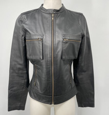 Rampage Women's Front Zip Up Classic Style Black Genuine Leather Jacket Size M