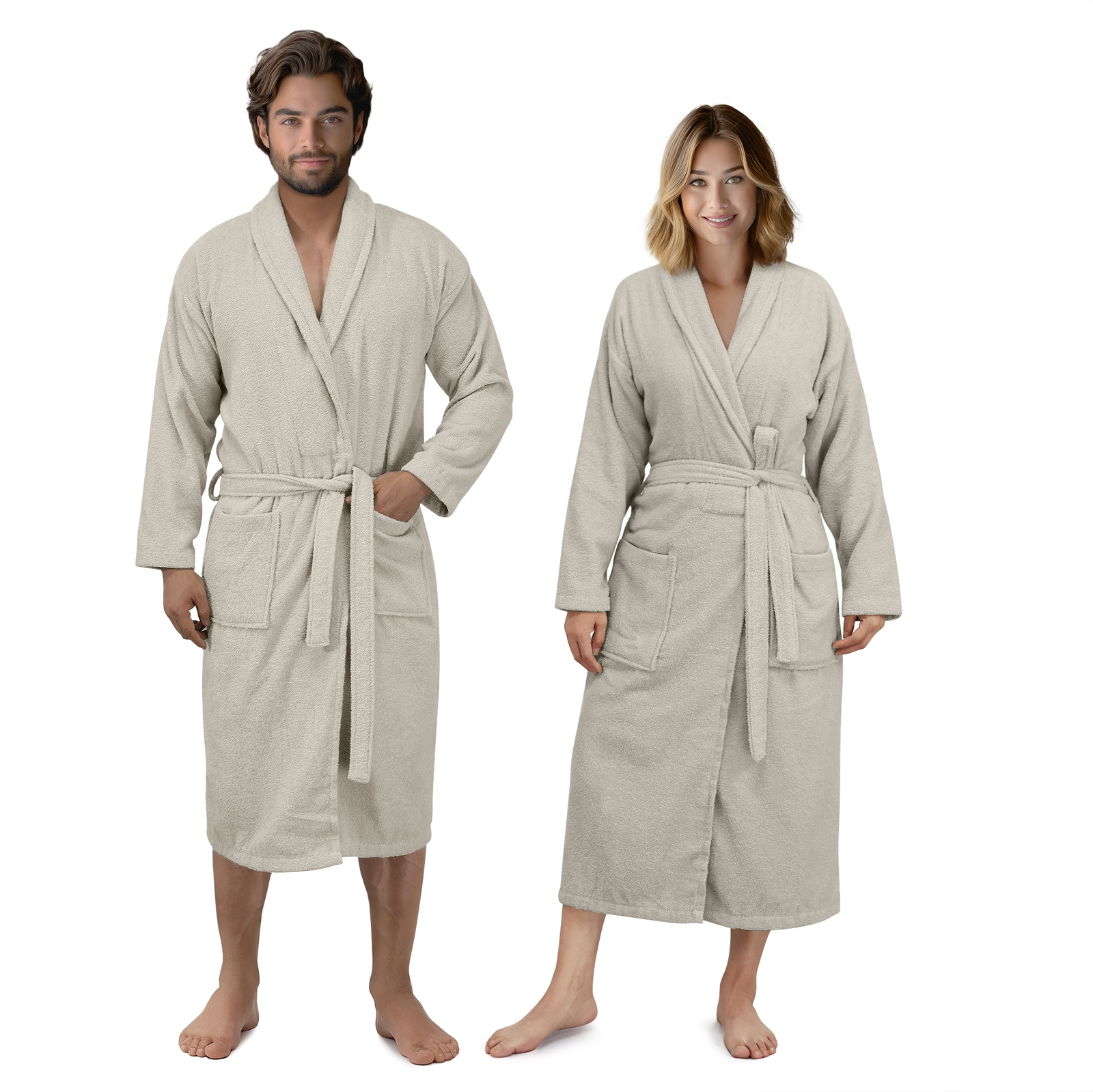 Платье от Bademantel Damen Herren - Extra saugfähig - 100% Baumwolle 3XL бежевого цвета
