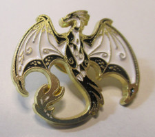 Lapel Enamel Pin Black / White Dragon