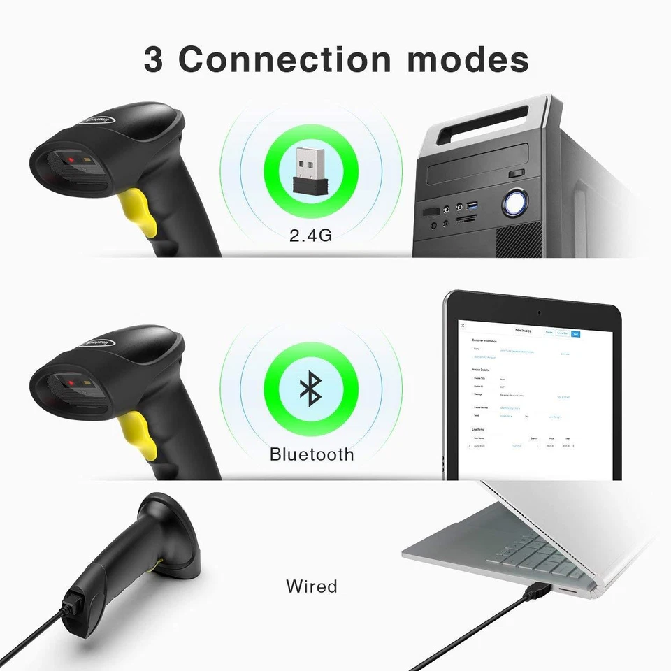 Inateck Barcode Scanner 2D Bluetooth, QR Code Scanner, 3 Verbindungsmodi,BCST-50 - Bild 4 von 4