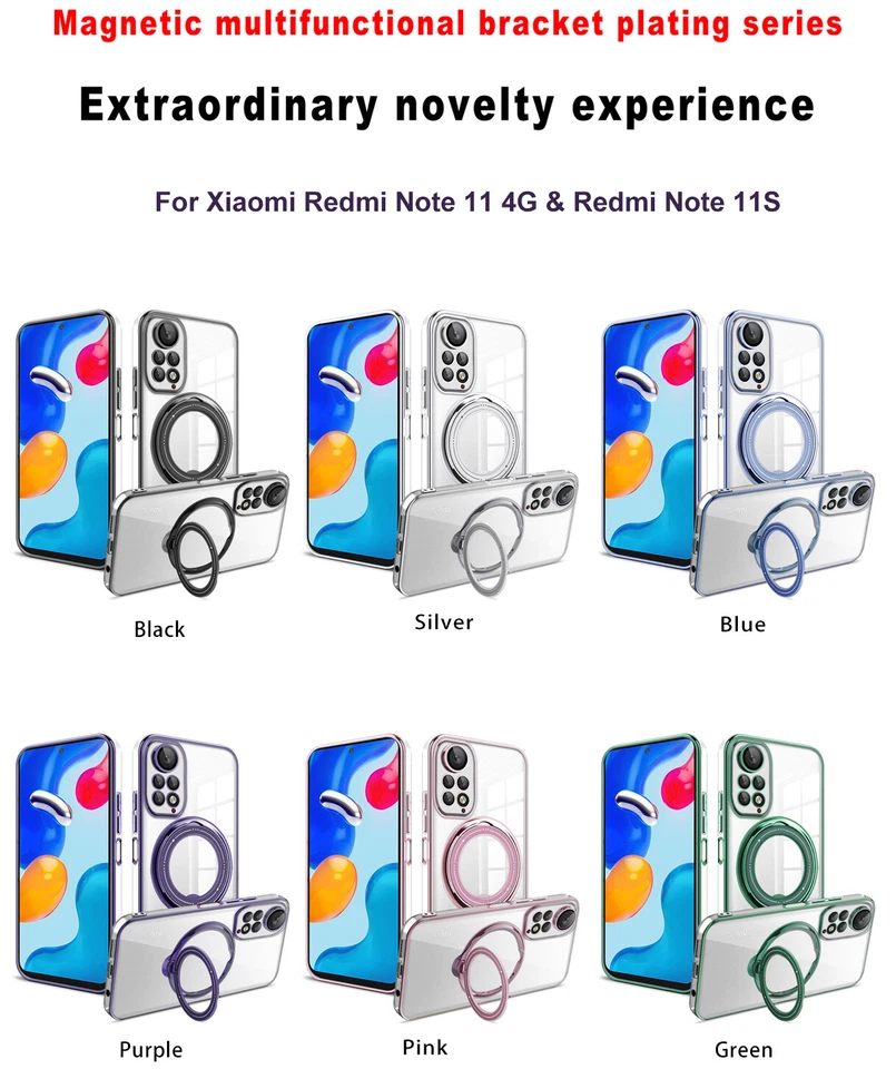 Magnetic Ring Case For Xiaomi 13 Lite 12T Redmi Note 12 11S Clear Magsafe Cover - image 4 of 4