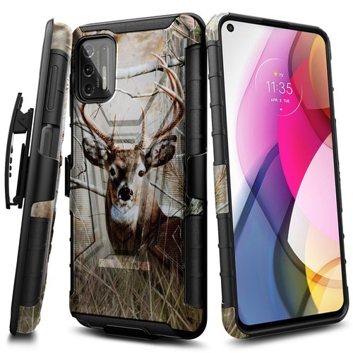 For Motorola Moto G Stylus (2021), Holster Belt Clip Stand Case + Tempered Glass - Picture 17 of 33