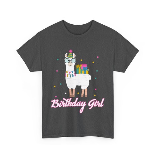 Llama Birthday T-Shirt, Llama Animals Lovers Women Girls Cute Shirt - Picture 6 of 10