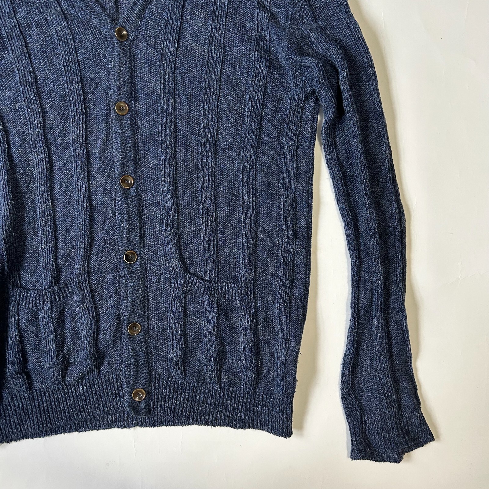 Seventy Sergio Tegon Womens size L Knit Flax / cotton cardigan sweater preppy image 5