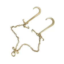 US 5/16" G70 V-Chain Bridle w/15" Large J Hooks,T- Hook&J-Hook w/ Grab Hooks 3'