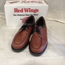 NOS RED WING # 105 MOC N OR ROUND TOE USA Brown or Red Lace up Shoes NEW NIB