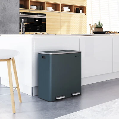 Mülleimer Abfalleimer Recycling 2 x 30 L Treteimer Papierkorb für Küche LTB60GS - Bild 1 von 4