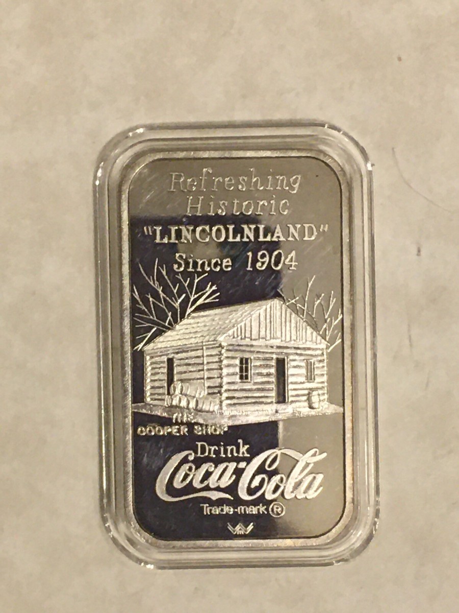Coca Cola 1oz .999 Silver Bar Petersburg, Illinois IL 75th