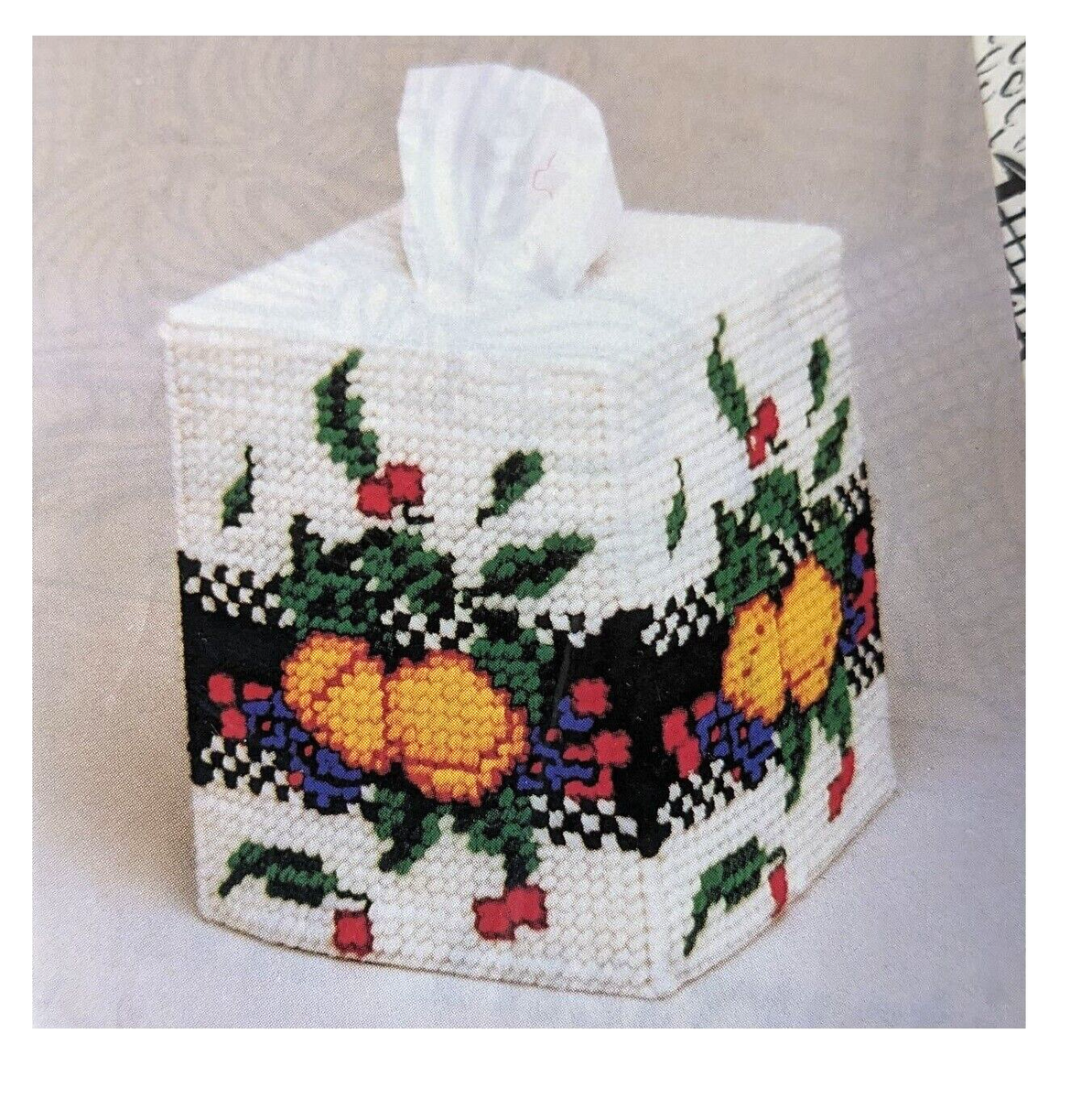 Vintage Autumn Tissue Kleenex Box Cover Craft Kit, Retro Plastic
