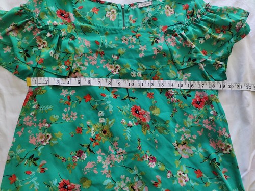 Eyeshadow Women's Top Blouse Green Flowers - Imagen 3 de 5
