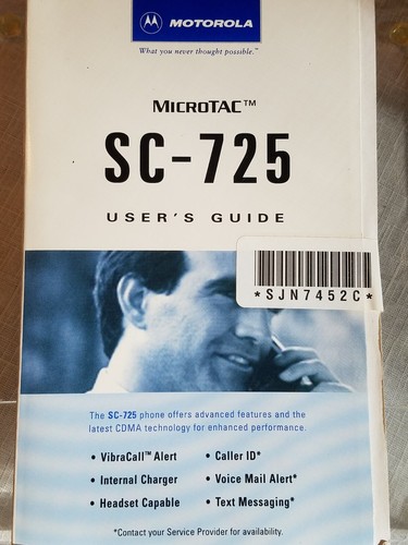 Motorola MicroTac SC-725 Cellular Telephones User Guide Manual 106pg booklet NEW - 第 4/5 張圖片