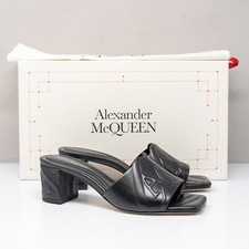 Alexander McQueen Seal Black Calf Sandal Heels Size 38 (8 US)