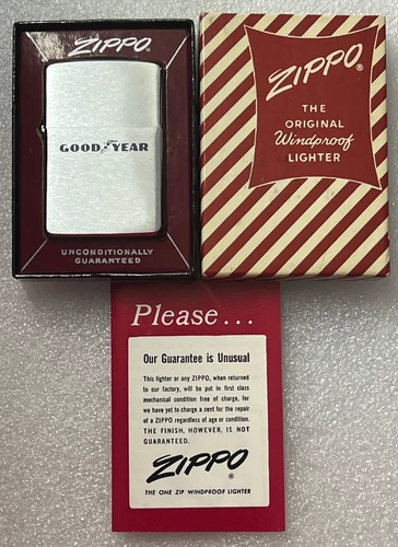 Vintage Unfired NOS 1961 2517191 Zippo "Good Year" with Peppermint Box