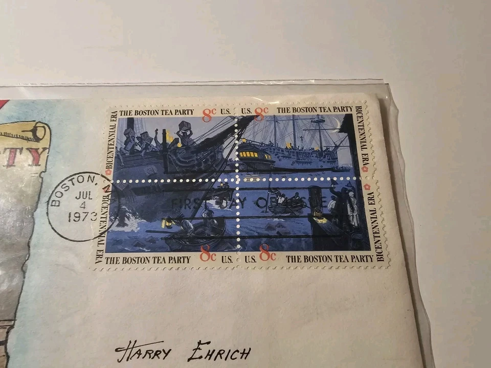 USPS HERMAN MAUL  FDC  SC # 1480-83 HAND PAINTED TEA PARTY STAMP - Image 4 of 4