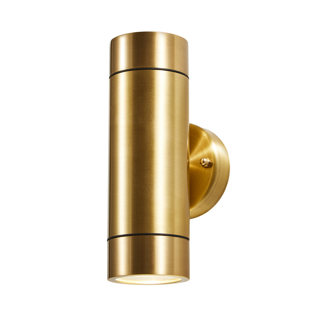 Litecraft Talon Up & Down Outdoor IP54 Rated Garden Wall Light - Brass