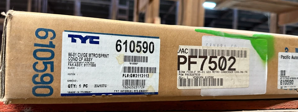 Ventilador de refrigeración del radiador PF7502 610590 para Chevrolet Geo Metro 1995 96 97 98 99 2001 Foto 4 de 4