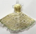 Vintage Barbie Doll Yellow-Green Dress, Silk with Lace, Clone? Handmade? 1960s,