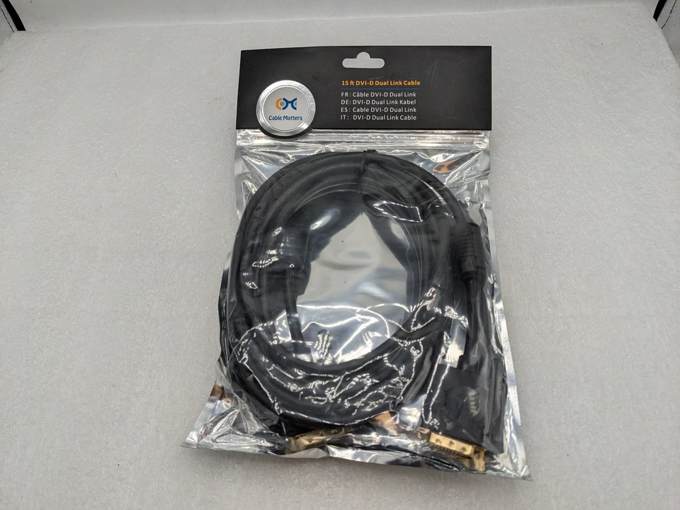 LOTE DE 4 adaptadores de cable de doble enlace macho DisplayPort DP a DVI-D chapados en oro de 15 pies Foto 2 de 4