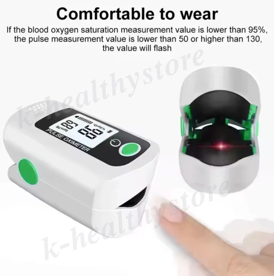 USA FDA Finger Pulse Oximeter Blood Oxygen Monitor SpO2 Heart Rate Portable LCD - Image 3 of 4