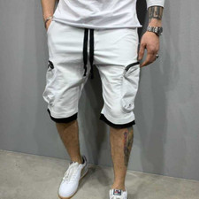 Men Summer Workout Pocket Drawstring Casual Cargo Short Pants Joggers Pants