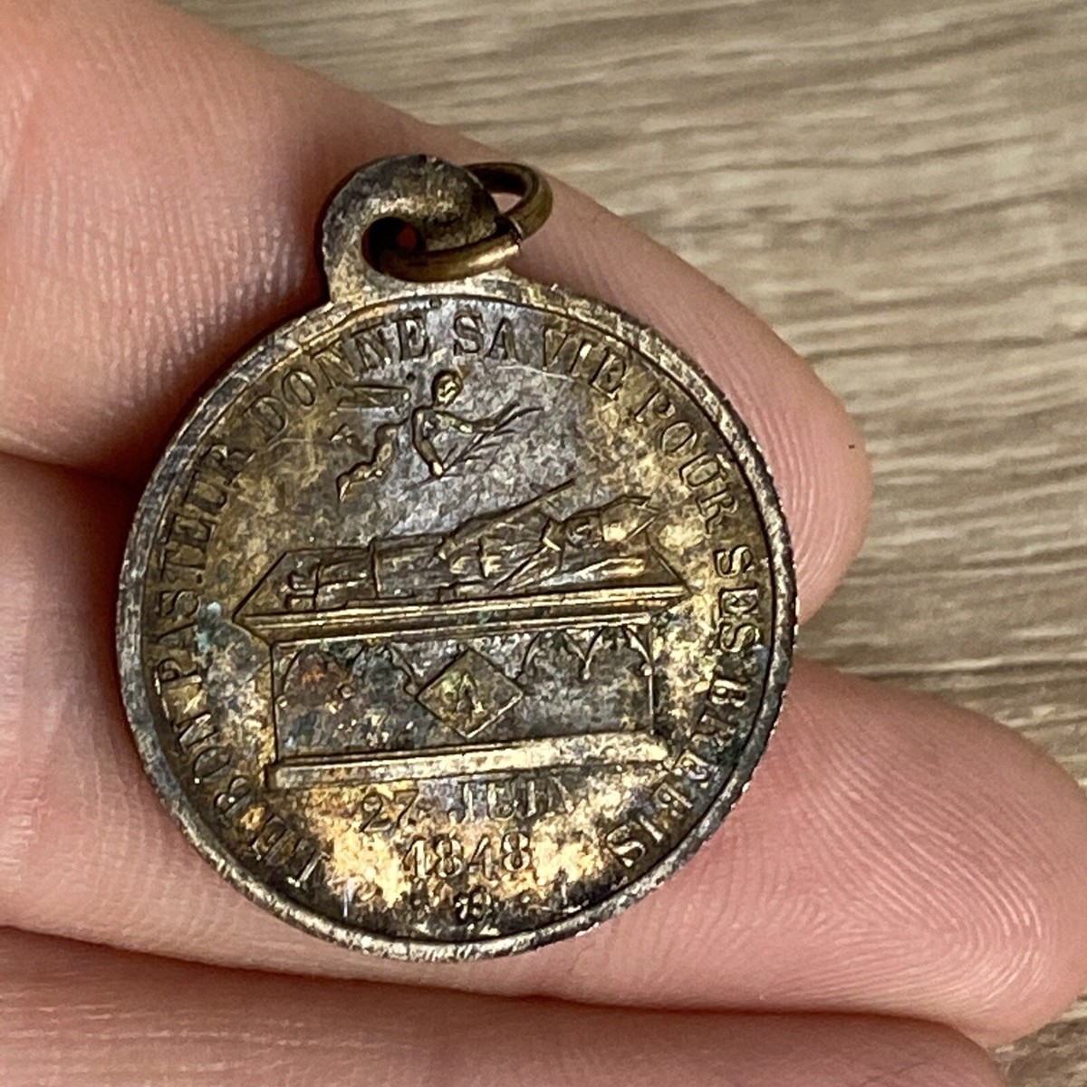 Pendentif Ancien Argent 925 - Style Art Déco / Nouveau - Médaille Religieuse - Occasion