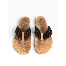 Reef Black Braided w Cork Footbed Sandals women's size 10