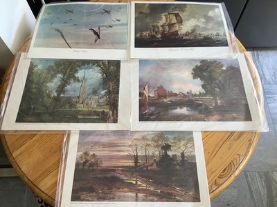 5 x Kunstdrucke Constable x 2, B.Leader, Battle of Britain, 1st Dutch Wars,Dedham
