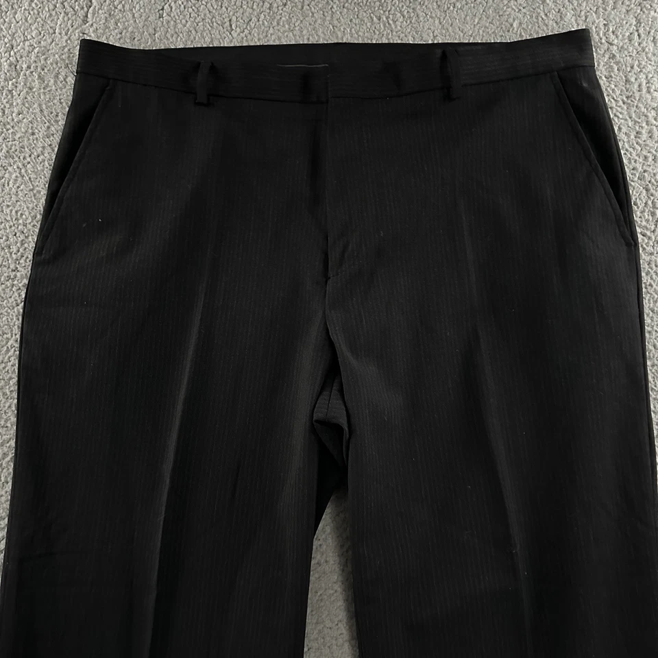Pantalones de vestir Calvin Klein para hombre negros talla 38x25* mezcla de lana a rayas Foto 2 de 4