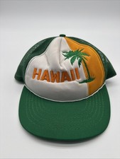 Vintage trucker hat mesh cap Hawaii island forest green snapback