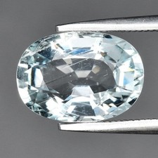 2.79ct ETW Earth-Mined Very Light Greenish Blue Aquamarine Oval Cut, Unheated