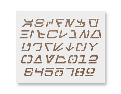 Aurebesh Font Stencil   Starwars 1-Inch Alphabet Stencil - Sci Fi Letters Art