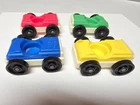 Vintage Fisher Price little people set/4 colored top Garage cars