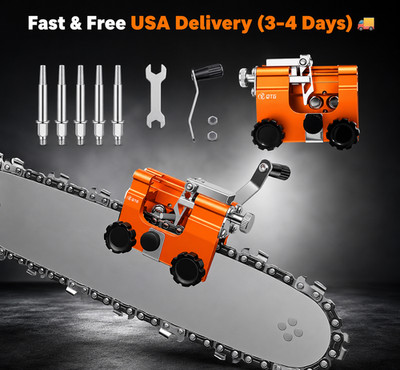 QTG Manual Chain Saw Sharpener Adjustable Clamp & Precision Guide Portable Metal
