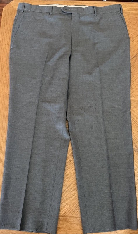 Santorelli 40x28 Luxury Romeo Grey Virgin Wool Flat Front Dress Trouser Pants