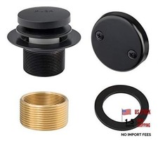 Tip-Toe Bathtub Drains Trim Set with Two-Hole Overflow Faceplate, Matt Black