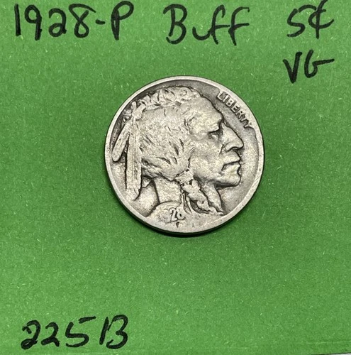 1928-P Buffalo 🦬 Indian Head Nickel 5c Vg Very Good