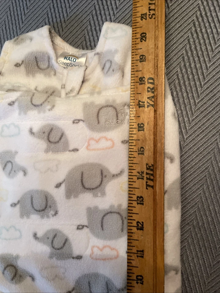 Saco de dormir Halo recién nacido 3 meses 6-12 libras elefantes cremallera manta polar Foto 2 de 4