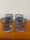 Set of 4 vintage Pepsi Cola drinking glasses feature a unique "Tiffany style" st