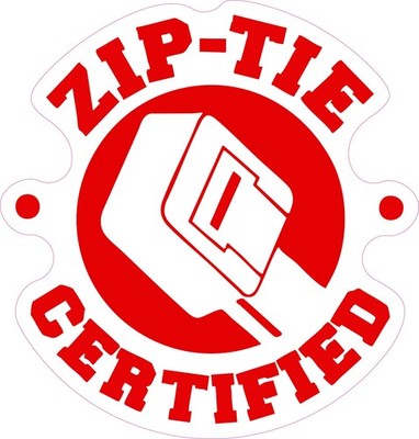 Zip Tie Certified Round Funny Hard Hat Vinyl Bumper Sticker Window Decal