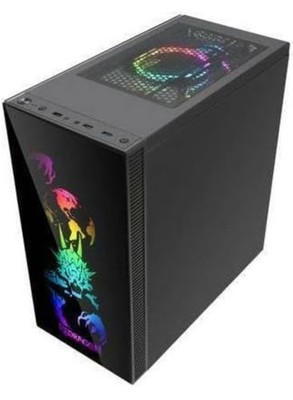 Redragon PC Gaming Gehäuse ATX Mid Tower 2 Lüfter Hartglas USB Typ C Schwarz 