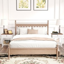 2pcs Bedside Tables, French Style Bedside Cabinets with Drawer, Shelf, White