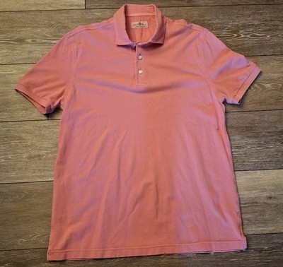 Della Ciana Men Polo Shirt L Large IT 54 Salmon Pink Cotton Pique No Size Tag