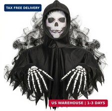 Halloween Skeleton Costume Scary Skull Mask Grim Reaper Mask for Adults Men