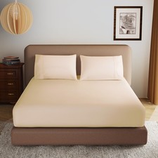 100 Egyptian Cotton Fitted Sheet Twin 600 Thread Count Deep Pocket Beige